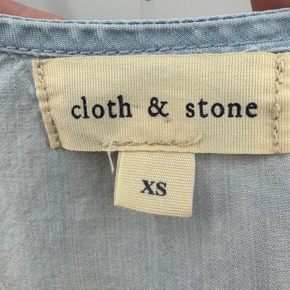 Cloth & Stone Denim Tank Top WMNS XS Blue Faded Colorblock Sleeveless Scoop Neck - Picture 5 of 7